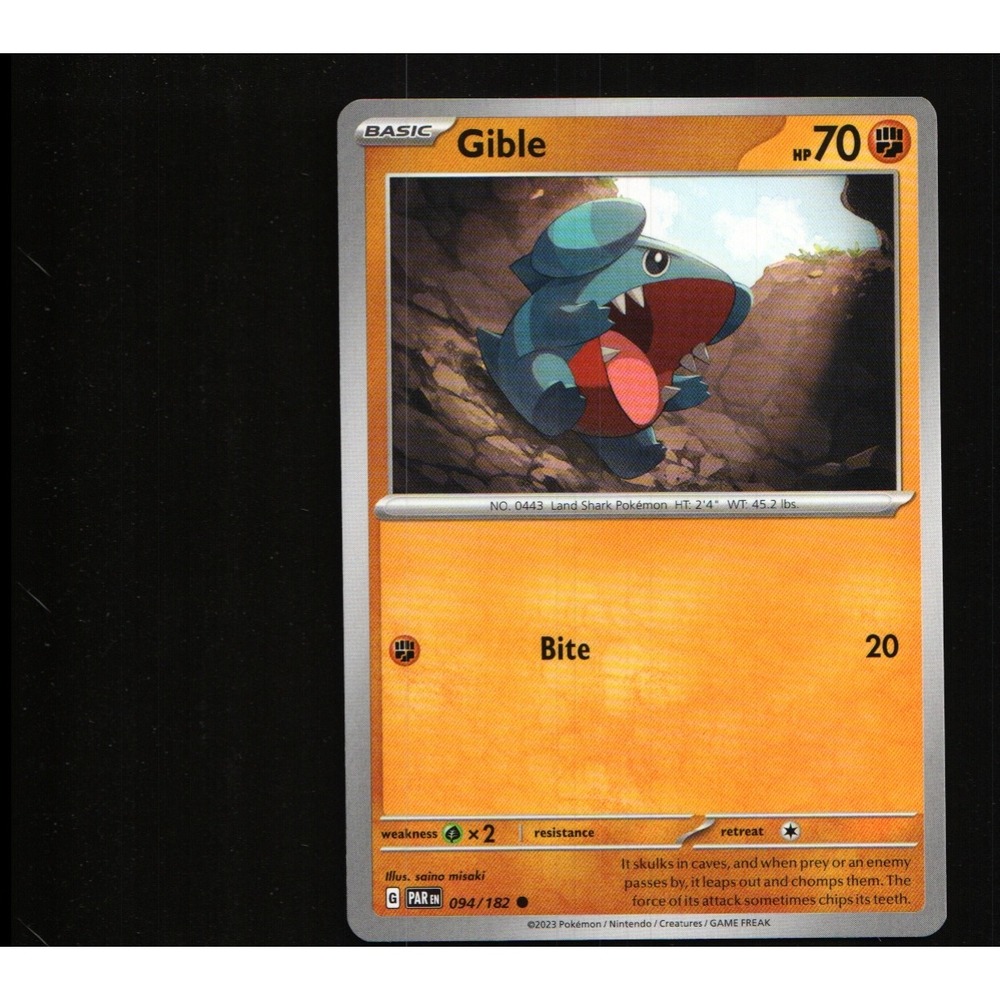 2023 Pokemon Paradox Rift Gible #094/182 Common NM SV04 EN